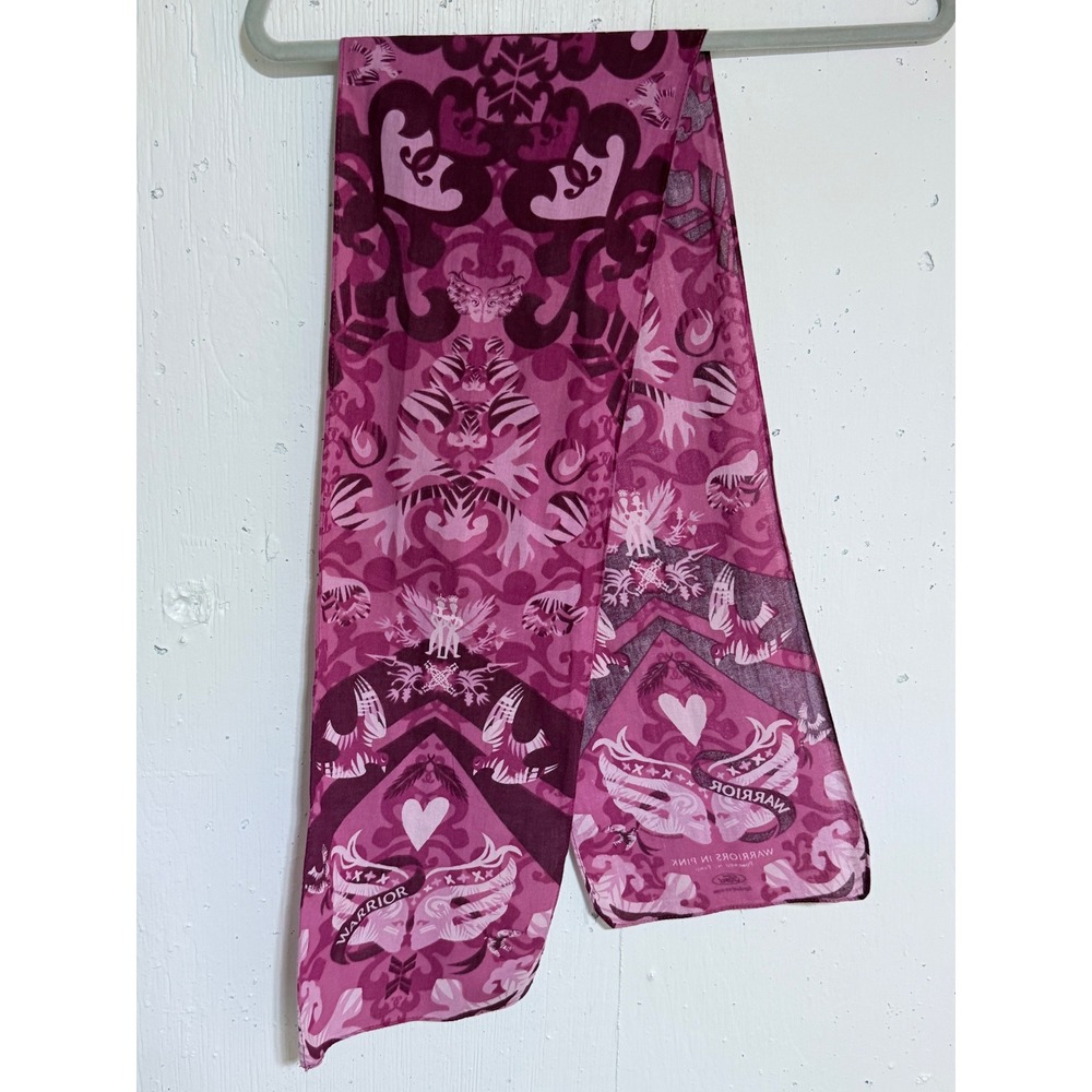 Ford Warriors in Pink Scarf Women Pink Cotton Blend Graphic Breast Cancer Y2K